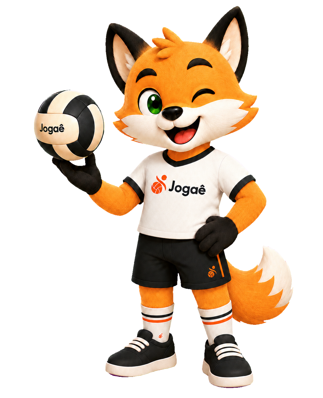 Mascote do Desafiaê segurando uma bola