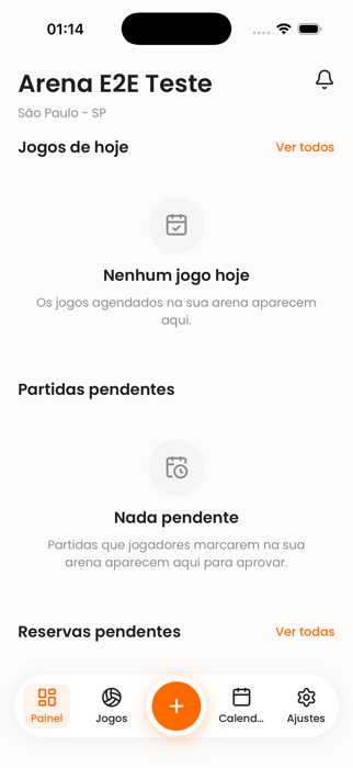 Painel da arena no app Desafiaê