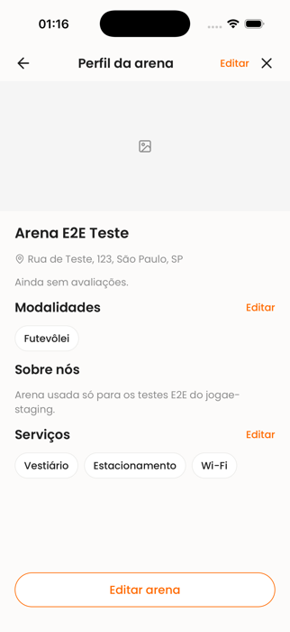 Perfil público da arena no app Desafiaê